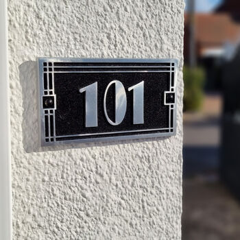 Personalised Linear Art Deco House Address Bespoke Plaque, 3 of 4