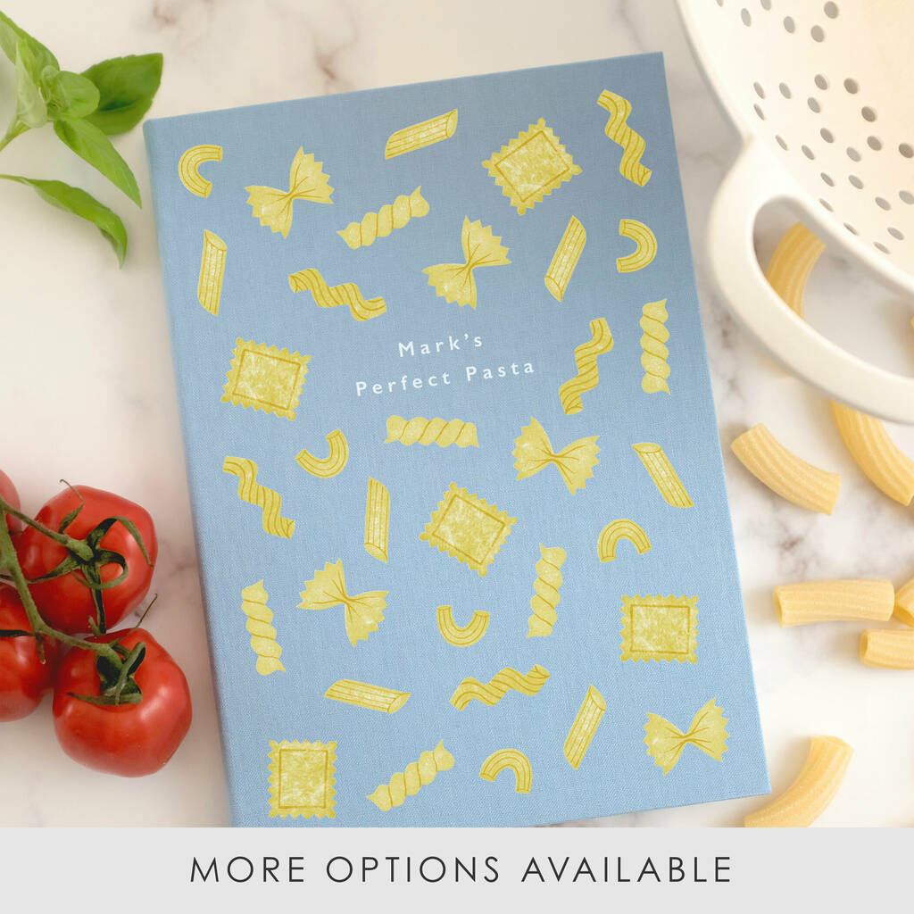 Personalised Pasta Pattern A5 Cloth Bound Notebook, 1 of 8