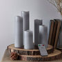 Set Of Five Grey Slim LED Pillar Candles, thumbnail 3 of 4