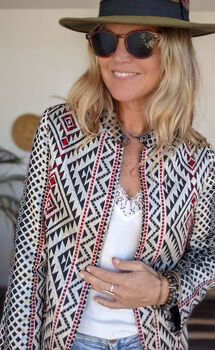 Zambezi Geometric Tribal Short Biker Jacket Coat, 9 of 12