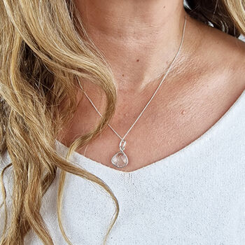 Herkimer Diamond April Birthstone Silver Necklace, 2 of 5