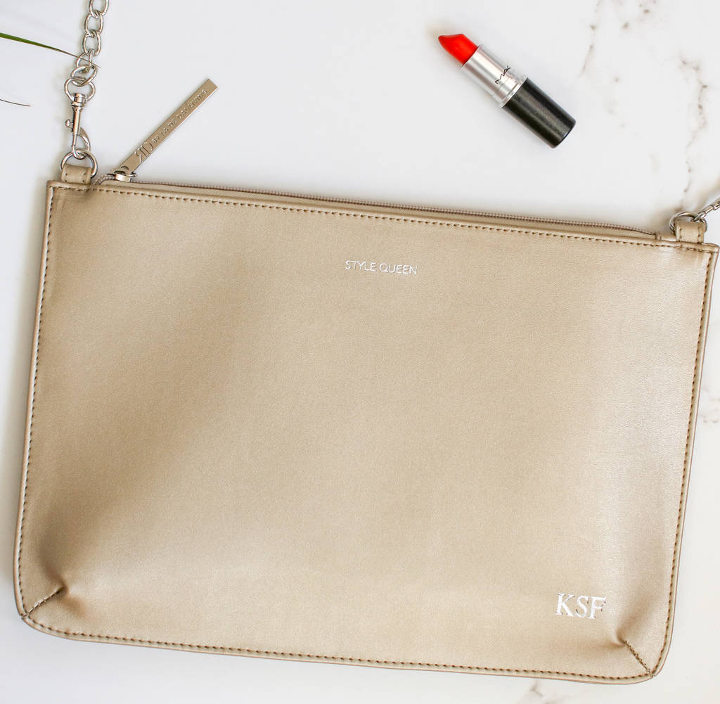Personalised Initial Metallic Pouch Clutch Bag By La De Da! Living