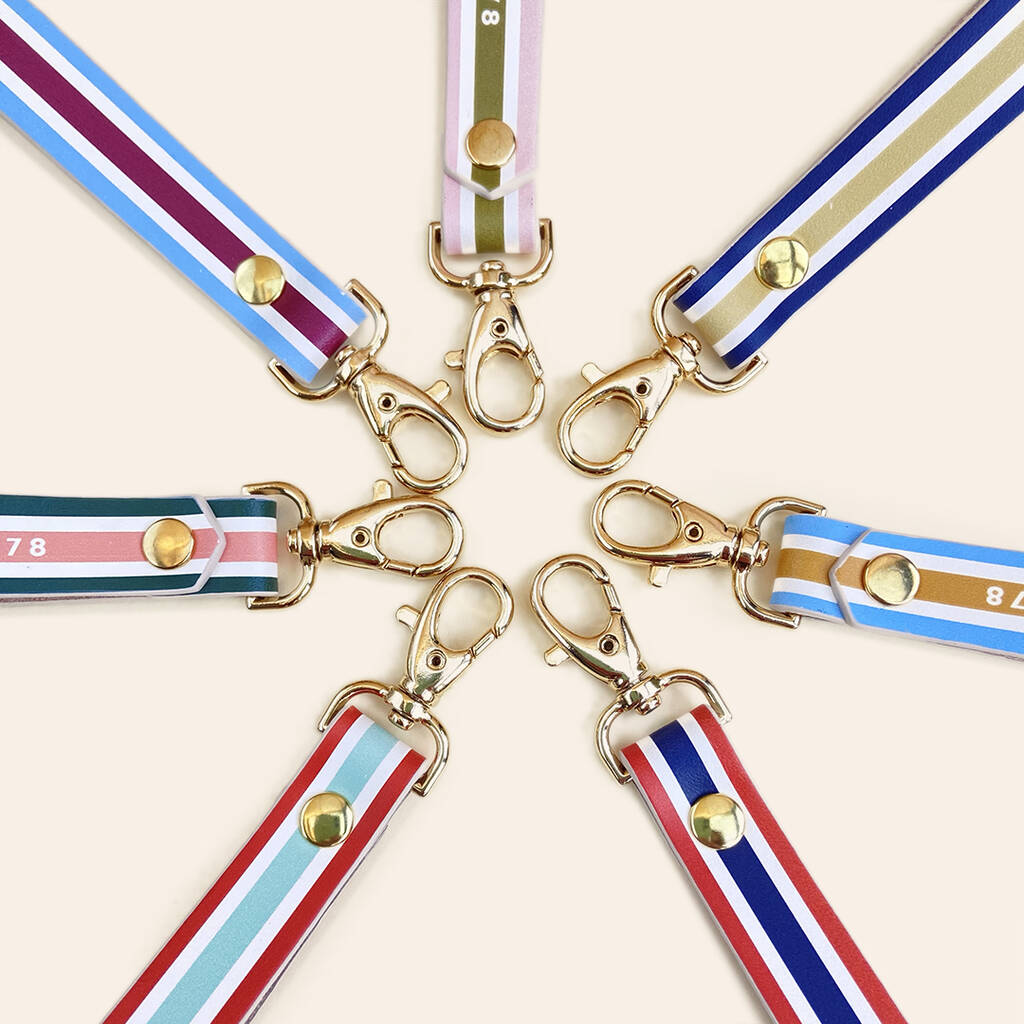 Personalised Premium Leather Key Strap By Spots and Stripes