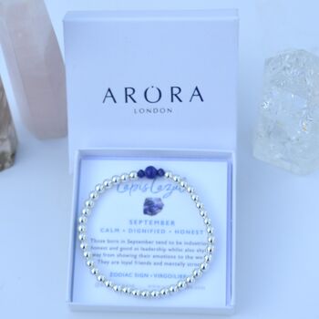 September Birthstone Lapis Lazuli Sterling Silver Bead Bracelet, 5 of 6