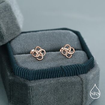 Sterling Silver Celtic Knot 16g Flat Back Stud Earrings UK, 3 of 12
