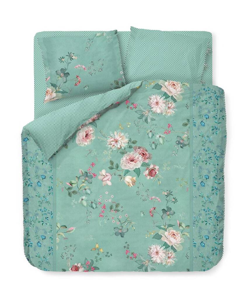 Tokyo Bouquet Green Double Duvet Cover Set By Bell & Blue