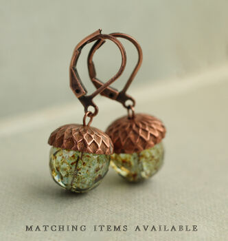 Speckled Green Acorn Necklace, 9 of 9
