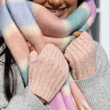 Soft Knitted Hand Warmers In Pink, 2 of 4