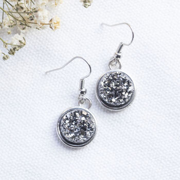 Druzy Style Sparkle Drop Earrings, 3 of 6