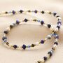Blue Semi Precious Stone Bead Necklace In Gold, thumbnail 1 of 6