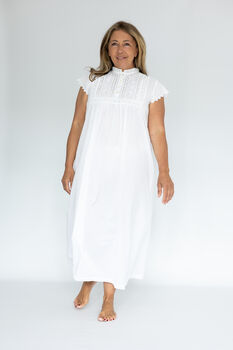 Mum And Daughter Matching White Cotton Victorian Style Nightdress Polo, 6 of 8