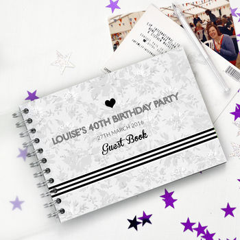 Personalised 40th Monochrome Birthday Guest Book, 3 of 9