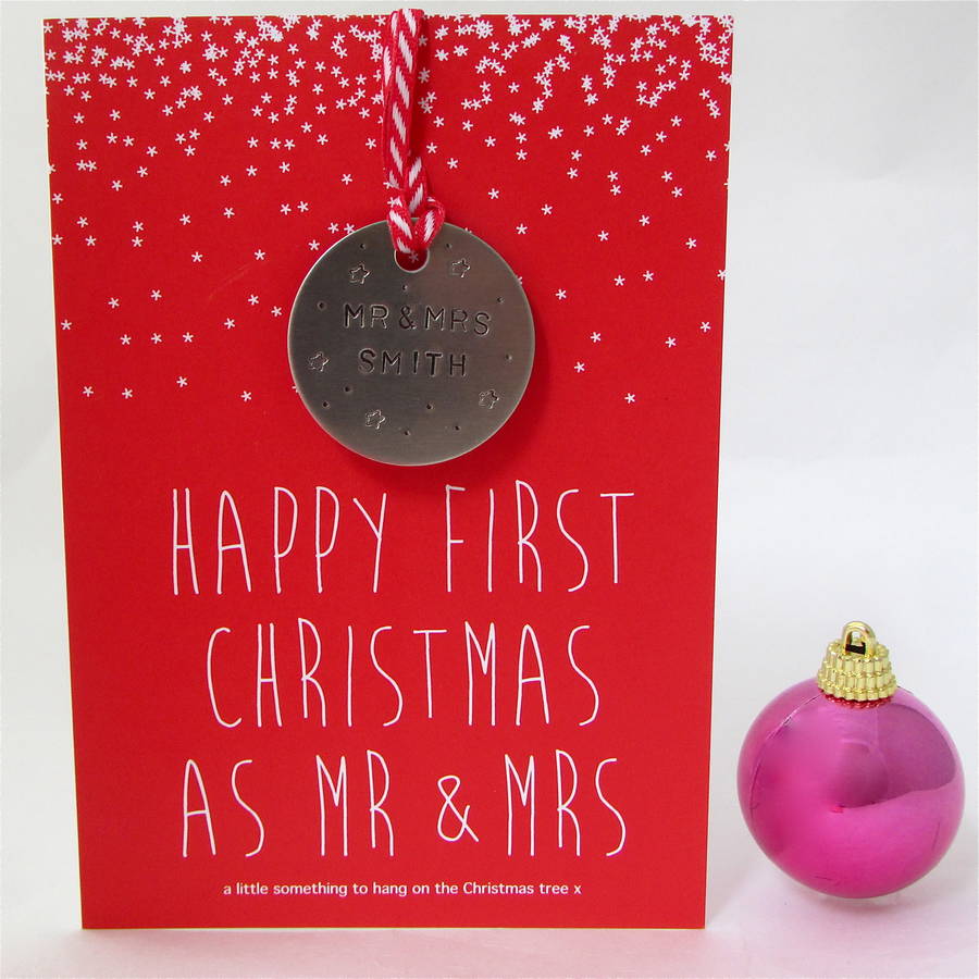mr and mrs personalised christmas decoration card by edamay