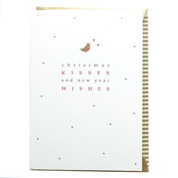Pack Of Six Luxury Gold Foil Christmas Kisses Card, 2 of 2