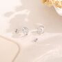 Sterling Silver Simulated Moonstone And Mobius Circle Stud Earrings, thumbnail 6 of 11