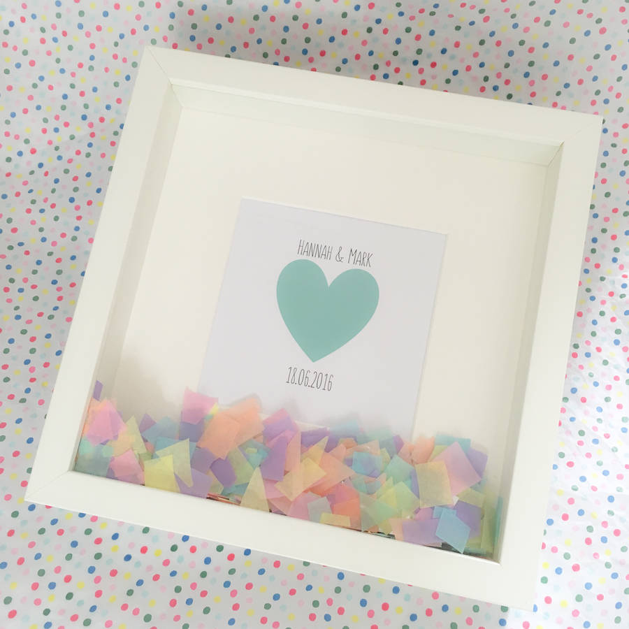 personalised confetti frame by pops of colour