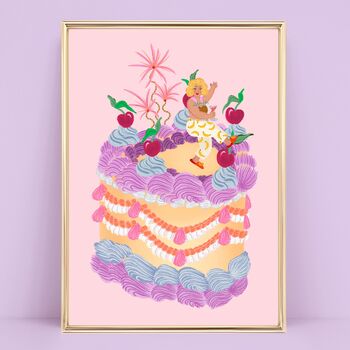 Colourful Fruit Cocktail Cake Personalised Art Print, 5 of 9