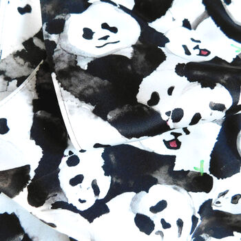 Embarrassment Of Pandas Print Silk Amelia Aviator Scarf, 3 of 5