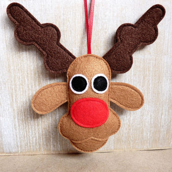 Rudolph And Carrot Felt Christmas Decoration Set, 2 of 4