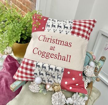 'Christmas At…' Reindeer Cushion, 3 of 7