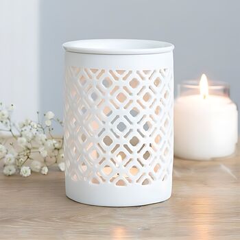 White Lattice Cut Oil Burner, 3 of 5