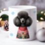 Personalised Silver Black Poodle In Christmas Jumper Mug, thumbnail 1 of 2