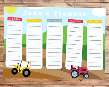 Personalised Children's Tractor Weekly Planner, 5 of 5