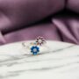 Sterling Silver Blue Pink Tiny Sunflower Daisy Ring, thumbnail 2 of 2