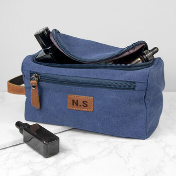 Personalised Jetsetter Blue Denim Wash Bag, 2 of 4