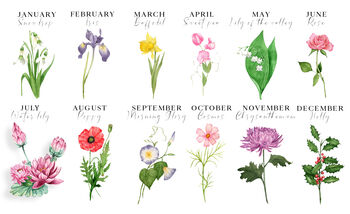 Birth Flower Month And Year Print, 9 of 9