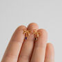 Bow Birthstone Earrings Gold Plated, thumbnail 2 of 11