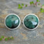 Natural Emerald Cufflinks In Sterling Silver, thumbnail 1 of 2