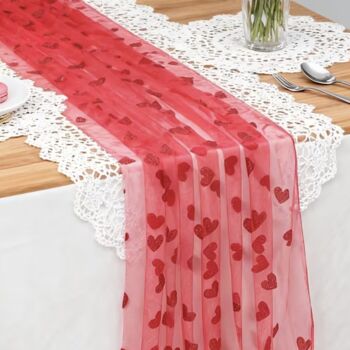 Embroidered Lace Hearts Table Runner, 4 of 4