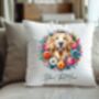 Personalised Golden Retriever Summer Floral Dog Wreath Cushion And Mug Gift Bundle, thumbnail 4 of 4