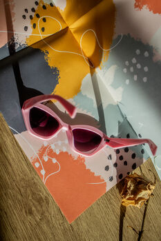 Pink Angled Polygon Thick Frame Sunglasses, 5 of 6