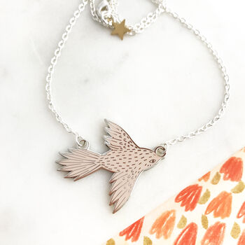 Flying Bird Necklace Pale Pink, 3 of 5
