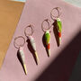 Handmade Pink / White Wooden Parrot Hoop Earrings, thumbnail 1 of 6