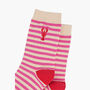 Striped Embroiderd Lobster Ankle Socks Women's Pink, thumbnail 3 of 3