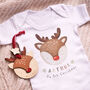 Personalised Baby’s First Christmas Reindeer Outfit And Tree Decoration Gift Set, thumbnail 1 of 4