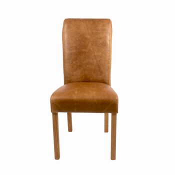Brown Leather Country Baby Rollback Dining Chair, 2 of 3