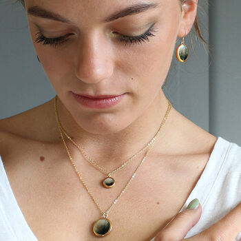 Ceramic, Glass And Gold Black Hoop Earrings, 5 of 6