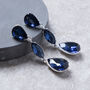 Midnight Blue Triple Tear Drop Crystal Earrings, thumbnail 1 of 3