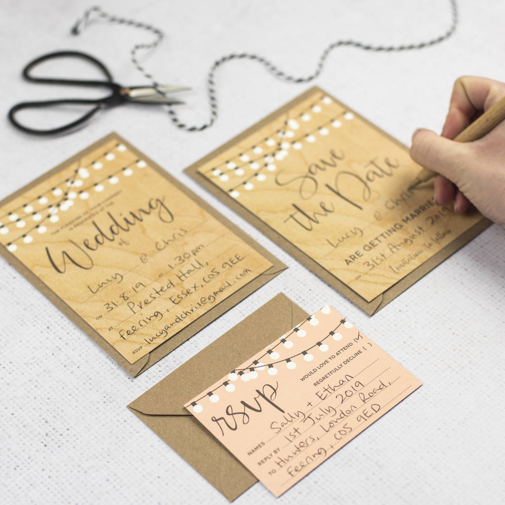 String Lights Diy Wedding Invitation Set By Russet And Gray 