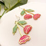 Pink Flower Drop Earrings For Her, thumbnail 1 of 10