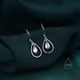 Sterling Silver Delicate Moonstone Droplet Drop Hook Earrings, thumbnail 3 of 10