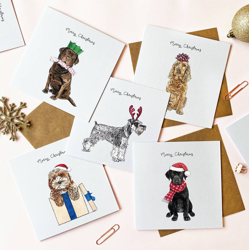 Festive Dogs Assorted Christmas Card Pack By Amelia Illustration