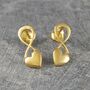 Gold Plated Silver Puffed Heart Stud Earrings, thumbnail 2 of 5