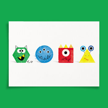 Cute Children’s Monster Character Shape Art Print, 3 of 4