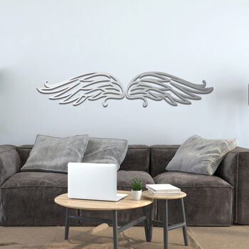 Heavenly Wings Wooden Wall Art Angelic Feathered Decor, 7 of 8
