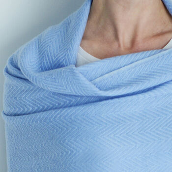 Powder Blue Cashmere Wool Scarf, 2 of 4